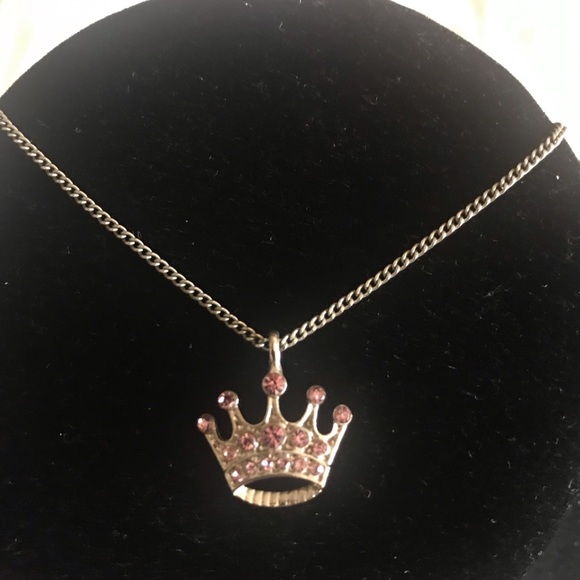 Other - Juicy Couture style Crown silver with Pink rhinestones necklace